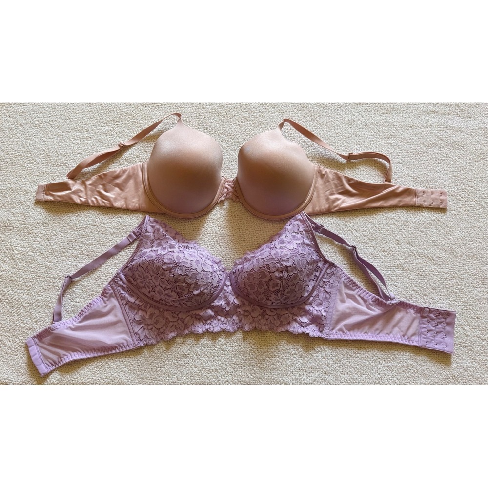 Maidenform Bra Bundle 38C Purple Lace DM1188 Blush T-Shirt Bra DM0066